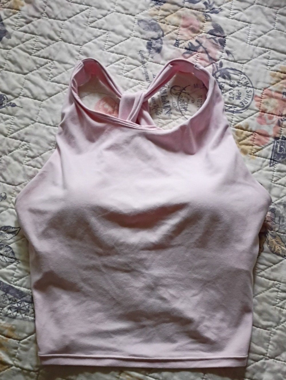 Women’s Pastel Pink Racerback Crop With Built In Pads Top-glowmode